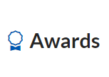 Symbol "Auszeichnungsband" mit nebenstehendem Text "Awards"