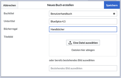 Dialogbox zum Erstellen eines Benutzerhandbuchs mit ausgefüllten Formfeldern